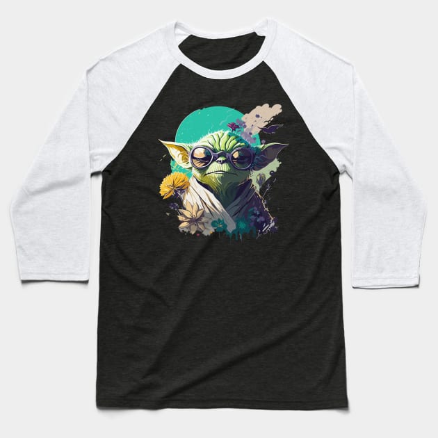 Lunar Sage: Old Yoda Beneath the Green Moon Baseball T-Shirt by ro_newbie